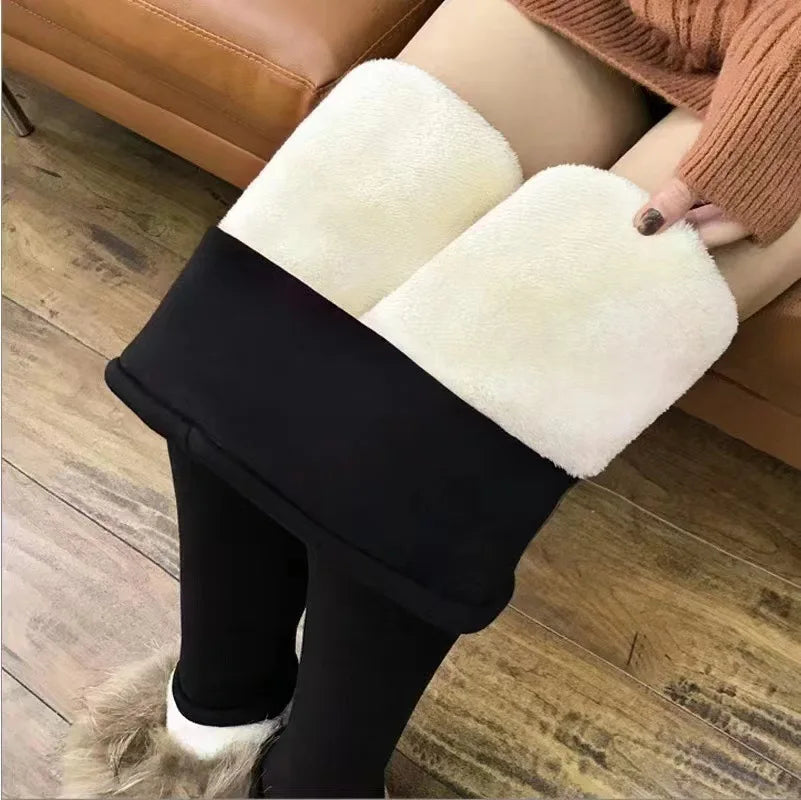 Hiver épaissir Leggings chauds femmes agneau cachemire Joggers taille haute polaire collants élastiques collants chauds pantalon mince velours Legging