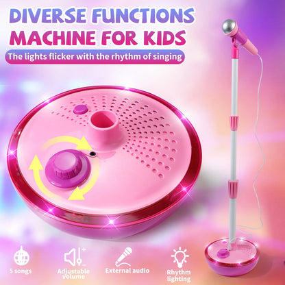 Kids Karaoke Machine with Microphone and Adjustable Stand, Rhythm lighting for Fun Musical Effects, Christmas/Halloween/New Year