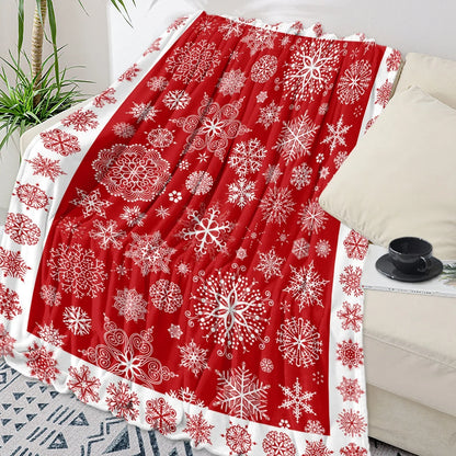 Christmas Snowflake Red Throw Blanket Portable Warm Blanket Blankets For Beds Home Decor Sofa Blanket