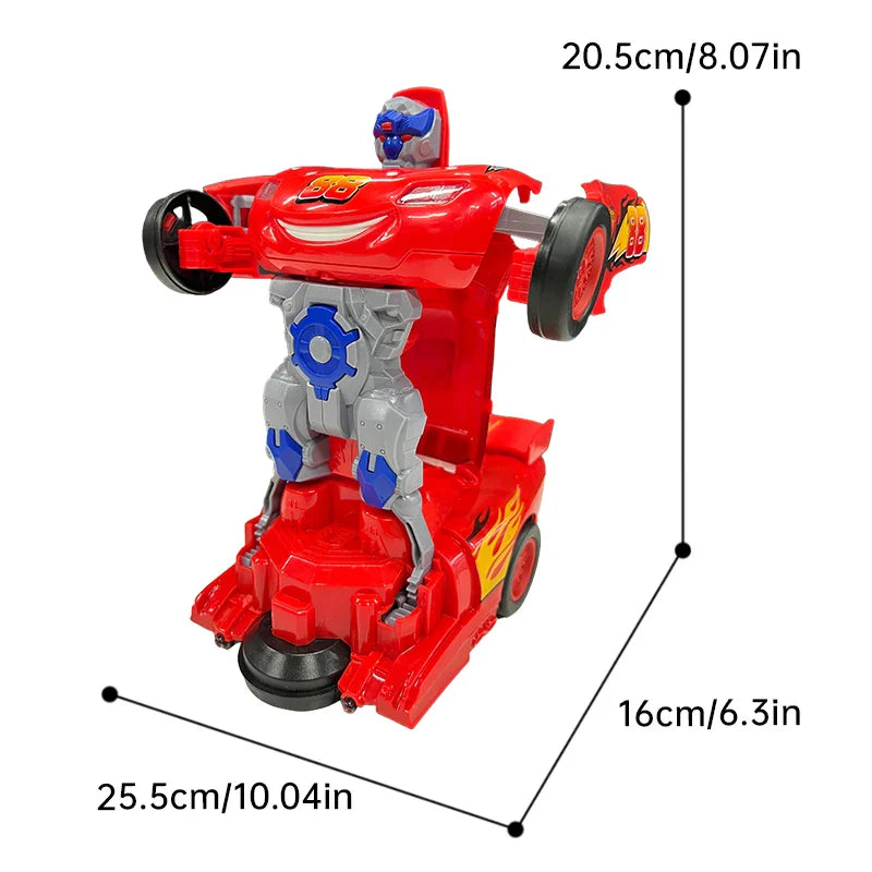 Jouet robot de course rouge pour enfants, jouet électrique, transformation automatique, son et lumière colorés, cadeau de vacances pour bébé