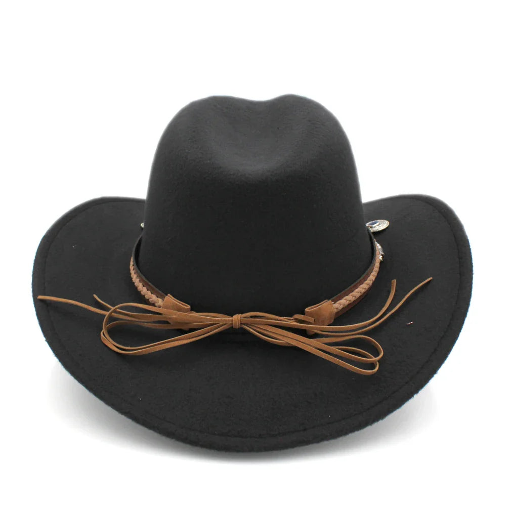 Chapeau de cowboy occidental pour hommes et femmes, casquette de cow-girl d'équitation, feutre à large bord, Fedora Jazz Church Caps Шляпа Chapeau