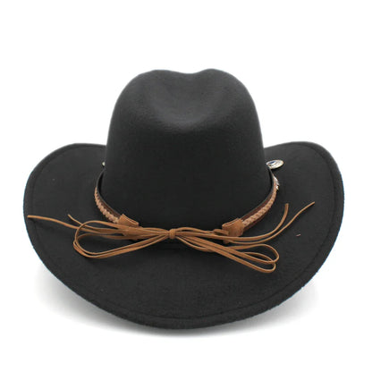 Chapeau de cowboy occidental pour hommes et femmes, casquette de cow-girl d'équitation, feutre à large bord, Fedora Jazz Church Caps Шляпа Chapeau