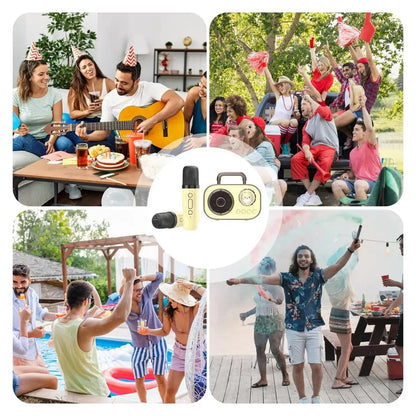 Kids Karaoke Machine Mini Wireless Karaoke Machine With Microphone Long Battery Life Rechargeable Audio Supplies With Dual Mic