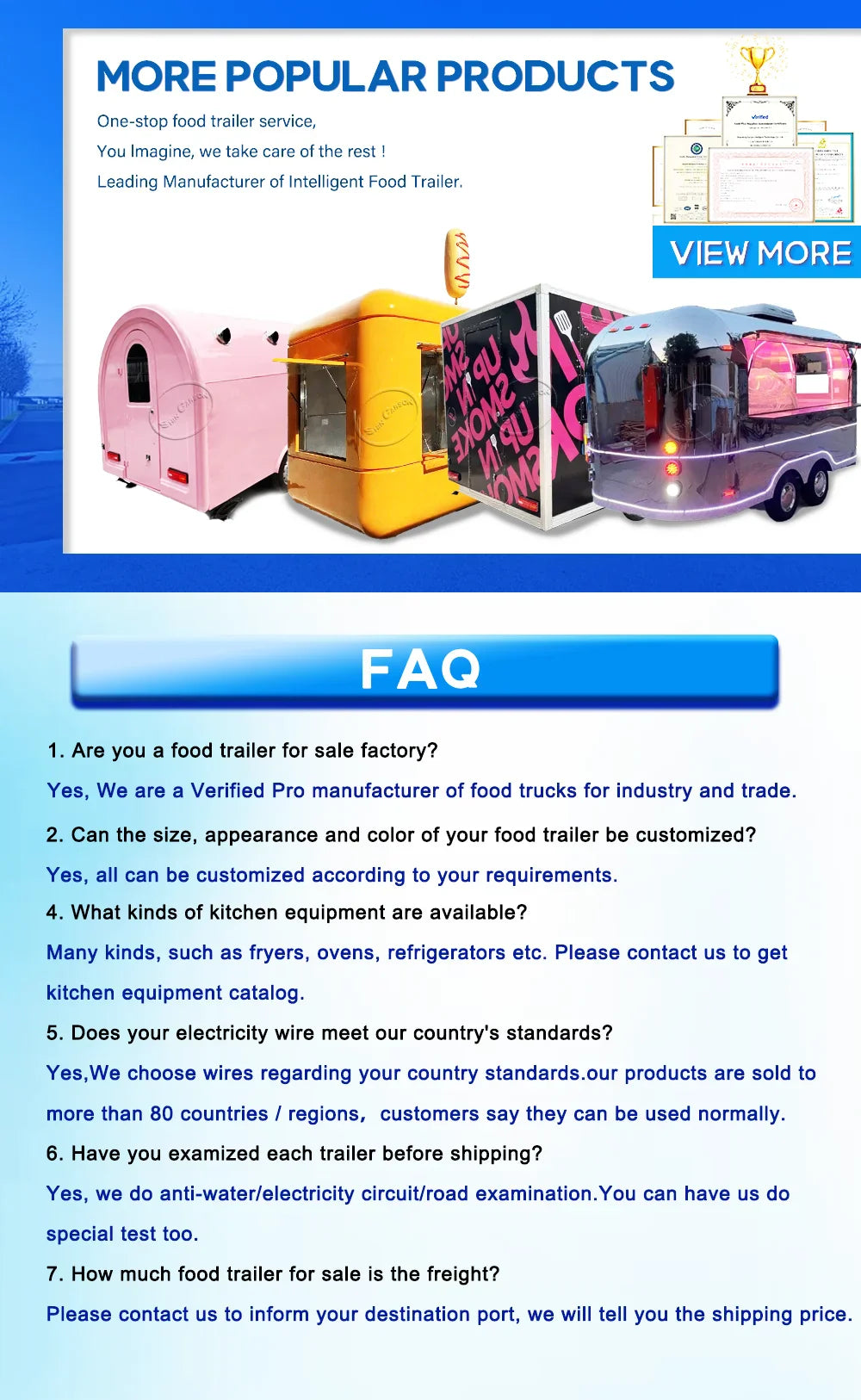 Outdoor Food Trailer for Sale Fashionable Aesthetically Pleasing Fully Equipped Mobile Kitchen Catering Business