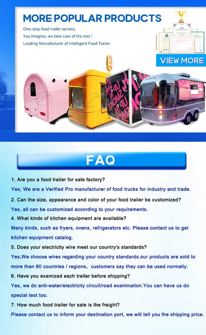 Outdoor Food Trailer for Sale Convenient Flexible Durable Catering Kitchen Trailers Commercial Grade Mobile Kitchen