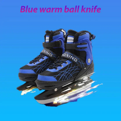 Chaussures de patins à glace extensibles, chaussures de hockey sur glace réglables, chaussures de patinage de vitesse épaisses et chaudes pour filles, garçons, femmes et hommes
