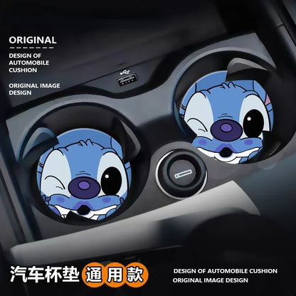 Stitchou cute cartoon animation peripheral car storage non-slip mat car interior decoration creative personality water coaster