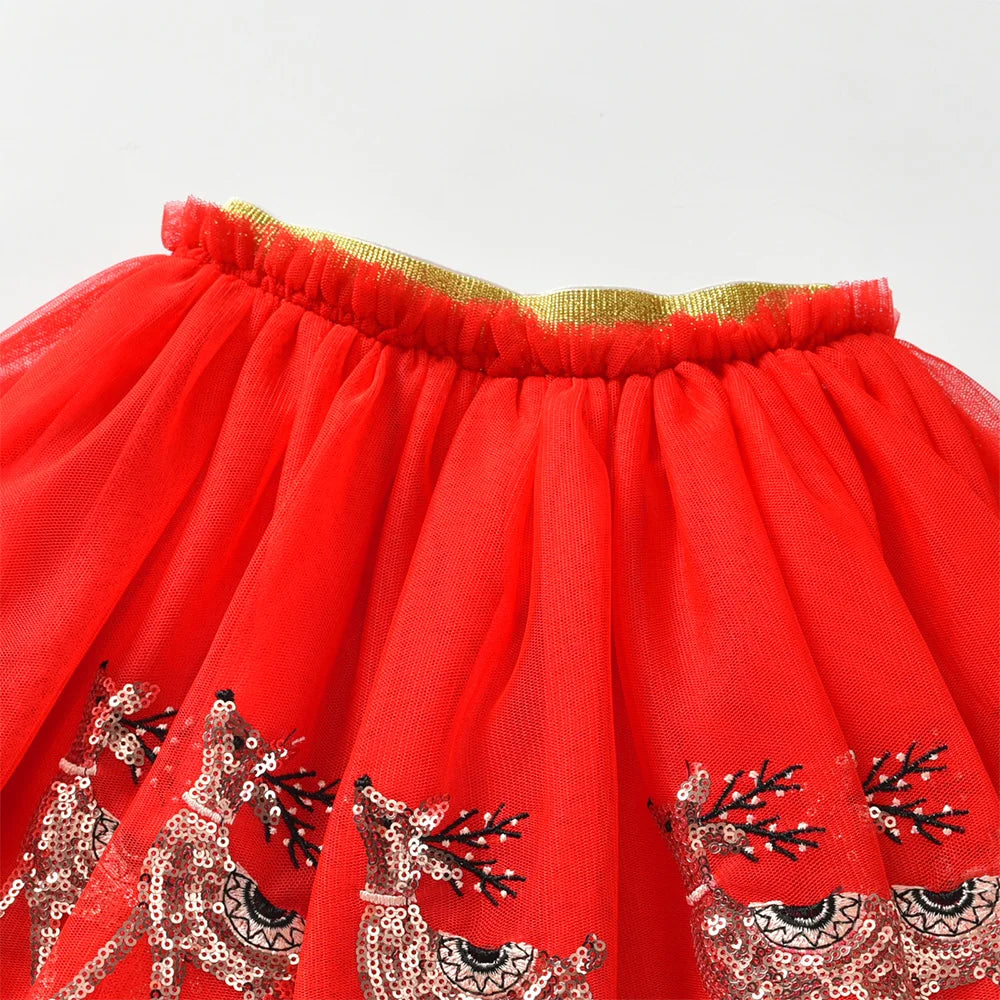 DXBOU- Jupe de princesse en tulle pailmétrage pour enfants, tenues de wapiti pour filles, vêtements en maille, cadeau de Noël et du Nouvel An