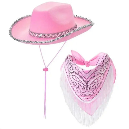 Ensemble chapeau écharpe Cowgirl 31BB, écharpe Cool pour Festival musique, fête costumée