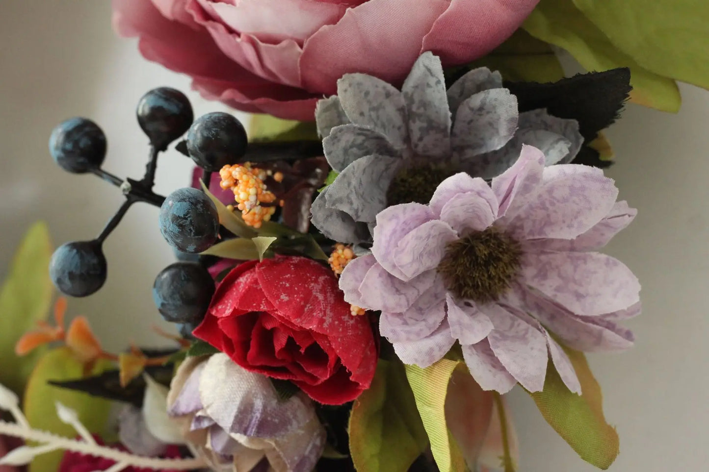 Artificial Retro Peony Flower Wreath 35CM Candlestick Wreath Christmas Halloween Decorative Flower Wedding Home Decor