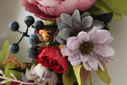 Artificial Retro Peony Flower Wreath 35CM Candlestick Wreath Christmas Halloween Decorative Flower Wedding Home Decor