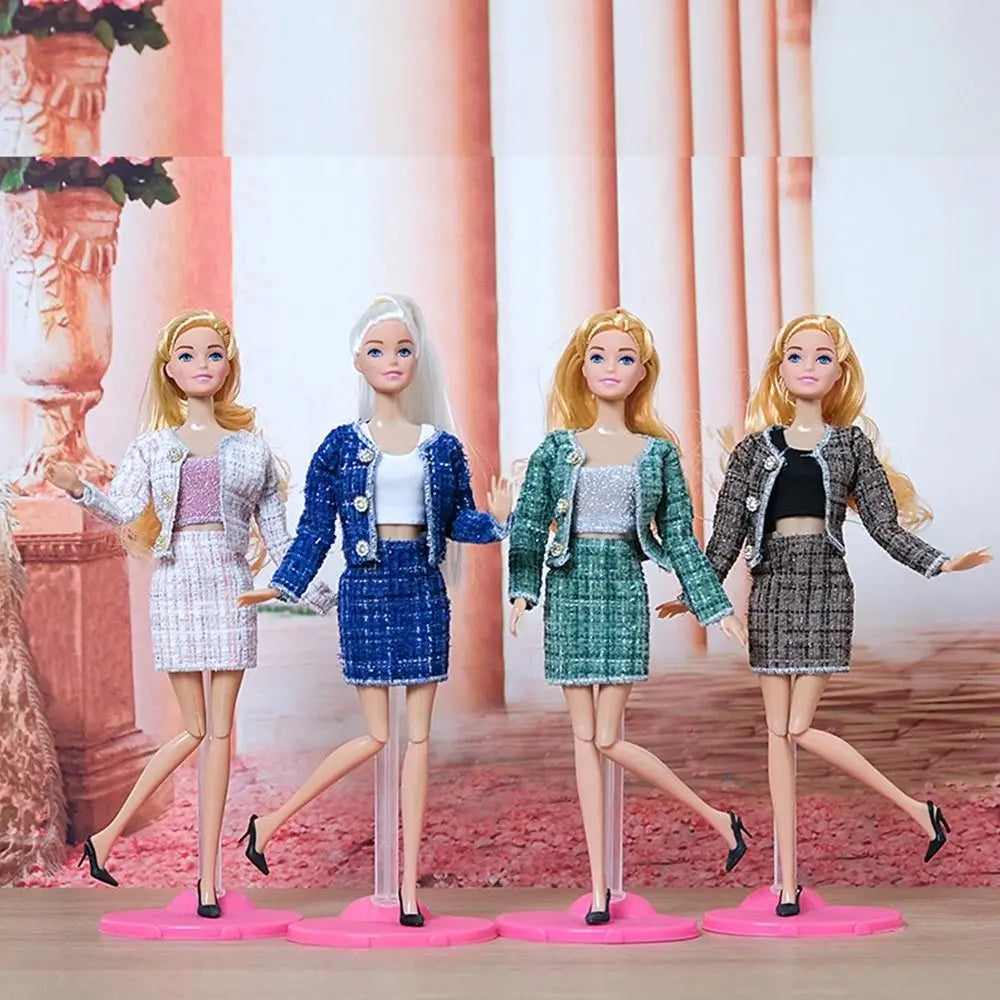For 1/6 Doll Clothes 29~32cm Doll Plush Coat Skirt Doll Winter Dress Girl Coat Handmade Casual Wear Set Doll Accessories Gift