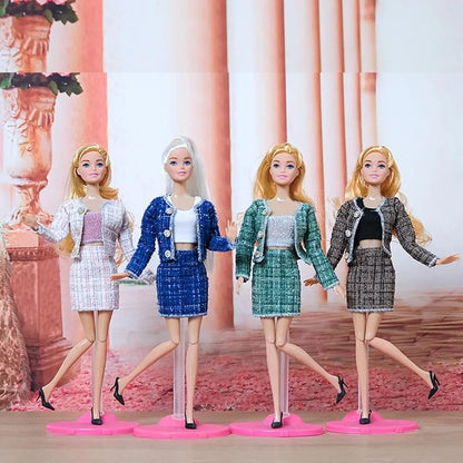 For 1/6 Doll Clothes 29~32cm Doll Plush Coat Skirt Doll Winter Dress Girl Coat Handmade Casual Wear Set Doll Accessories Gift