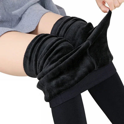 Leggings d'hiver pour femmes Leggins chauds couleur unie velours Leggins taille haute Leggings extensibles livraison directe
