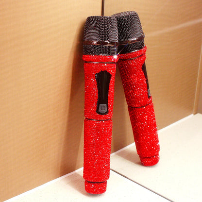 Microphone à main sans fil en strass, micro à fréquence fixe UHF pour fête, karaoké, église professionnelle, spectacle, cadeau de réunion