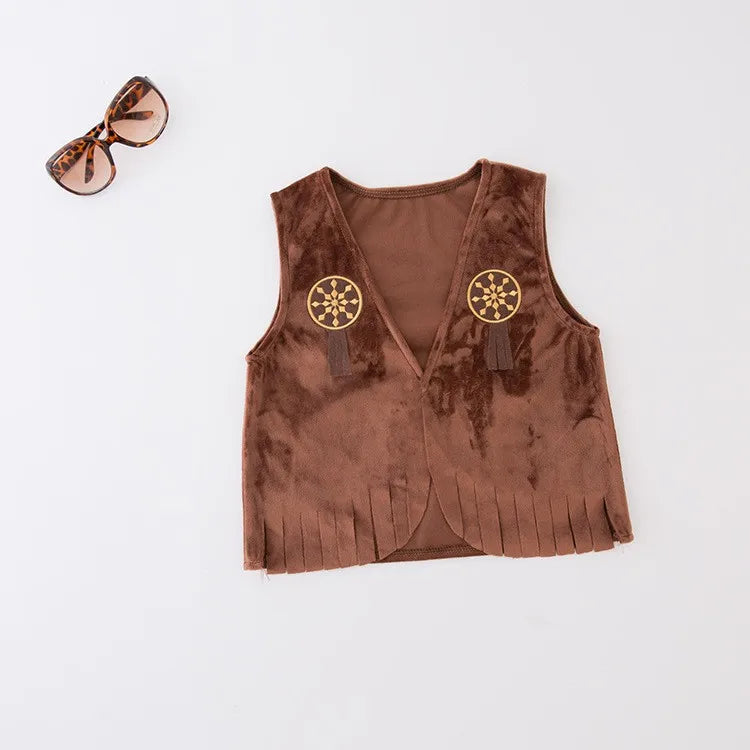 Robe de Cowgirl pour enfants, ensemble complet, Costume de Cowboy occidental, ensemble de 4 pièces, tenue de jeu de noël, vêtements d'halloween pour enfants