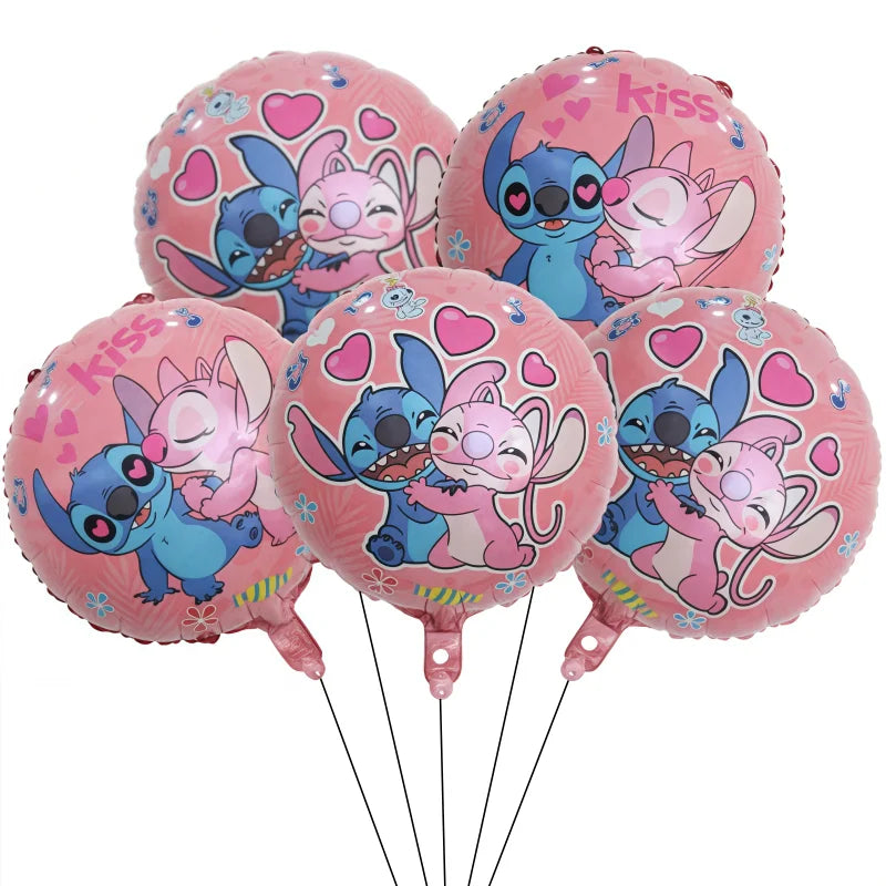 5Pcs Lilo&Stitch 18in Round Ballon Set Party Supplies Kid Birthday DIY Party Decoration Foil Inflate Helium Globos Scene Layout