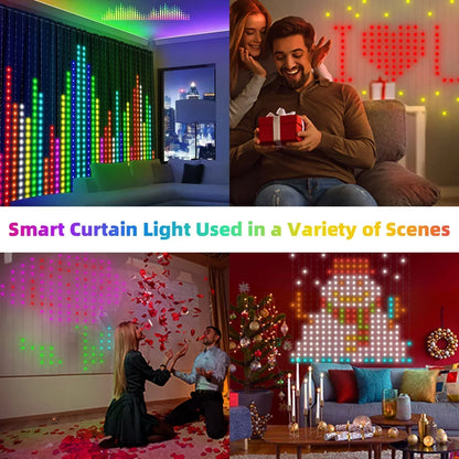 Rideau lumineux intelligent à 400led, application Bluetooth, guirlande lumineuse féerique RGB, bricolage, changement de musique, affichage pour fenêtre, décoration de chambre à coucher