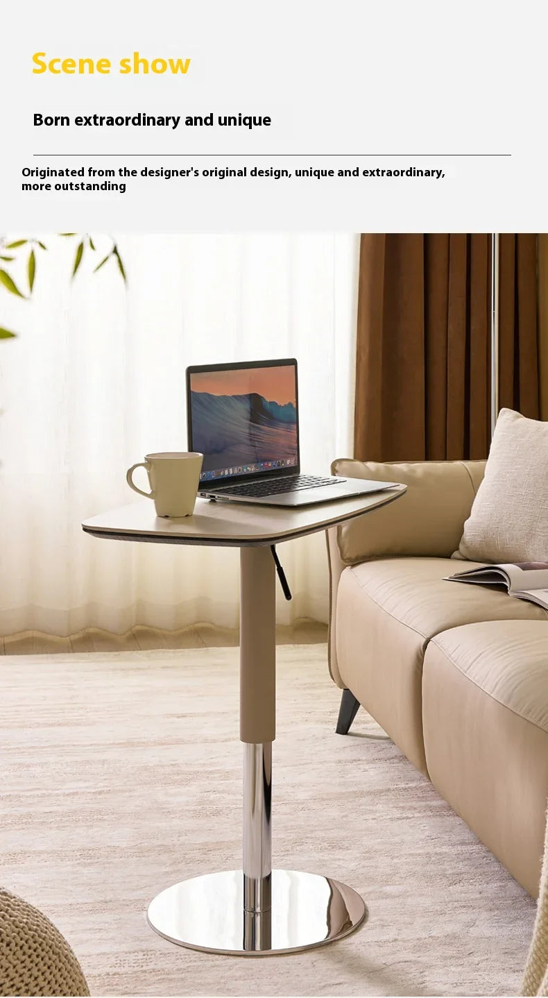 Table d'appoint élévatrice au Design moderne en ardoise de roche, pour lit ou canapé, petit appartement, meubles de salon avec pied en acier inoxydable