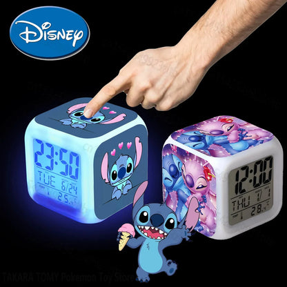 Points réveil veilleuse 7 couleurs changeantes LED Anime Lilo & Points Stitch décoration de bureau pour la maison cadeau d'anniversaire de Noël pour enfants de bande dessinée