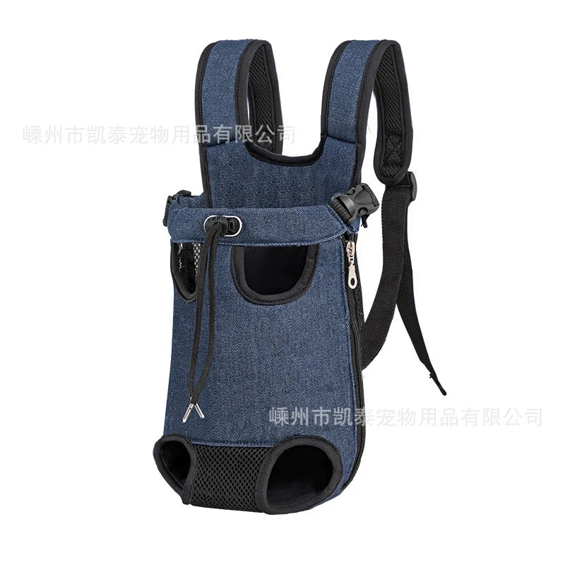 Sac à dos pour animaux de compagnie pour petits chiens et chats, sac de transport pour les voyages en plein air, bretelles réglables mains libres, matériau en denim, porte-animaux