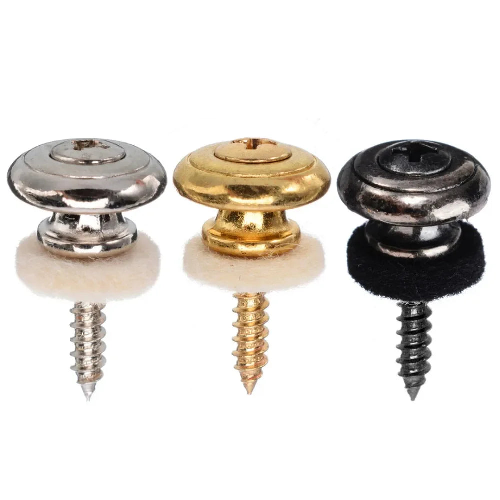 Serrures de sangle de guitare en cuivre chromé, 2 pièces, têtes de champignons, basse, broches, boutons de boucle de ceinture, argent/noir/argent, nouveau