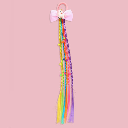 1PC Rainbow Bows Hairbands Dirty Braids Colorful Twist Tie Wigs Ponytail Kids Hair Accessories Nylon Bands Princess Headwear
