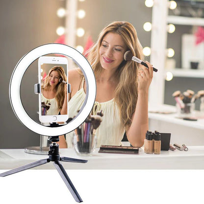 26cm (10") LED Selfie Ring Light, Photography Lighting Kit, USB Charging Lamp with Tripod for Live Video, 120 Beads