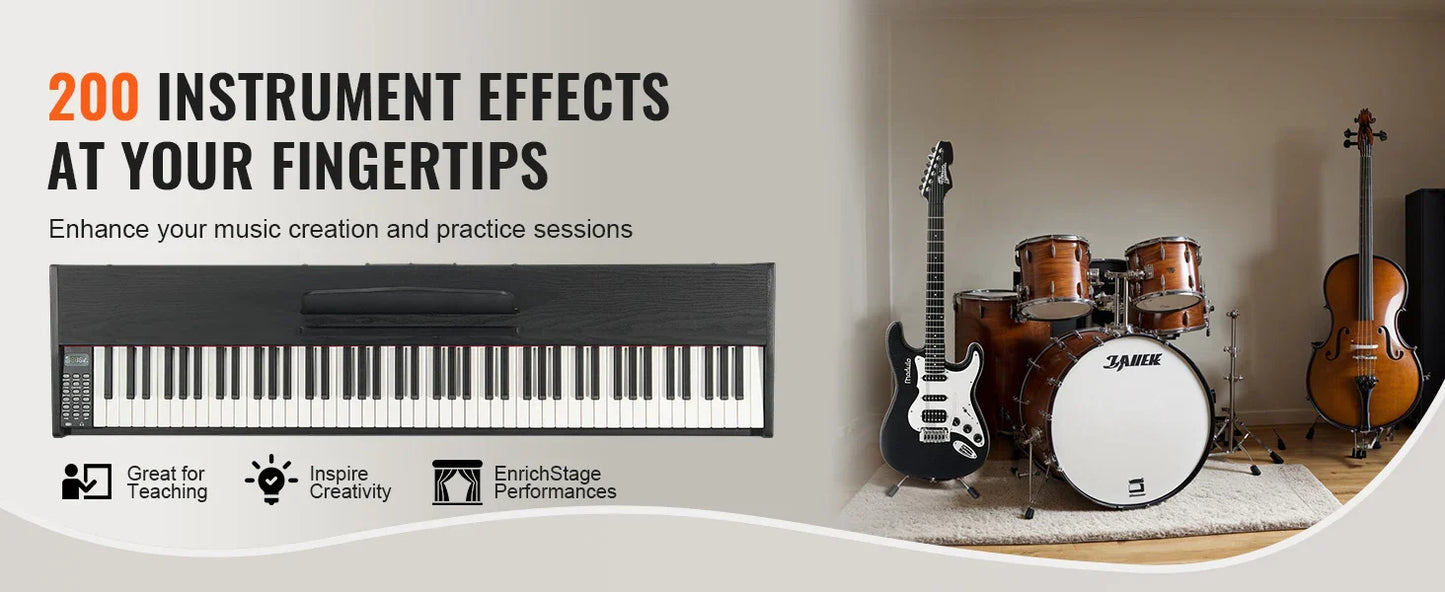 VEVOR Piano numérique, 88 touches entièrement pondérées, ensemble piano à clavier électrique portable avec double clavier, haut-parleurs, pédale de sustain, casque, Bluetooth USB MIDI, pour débutants