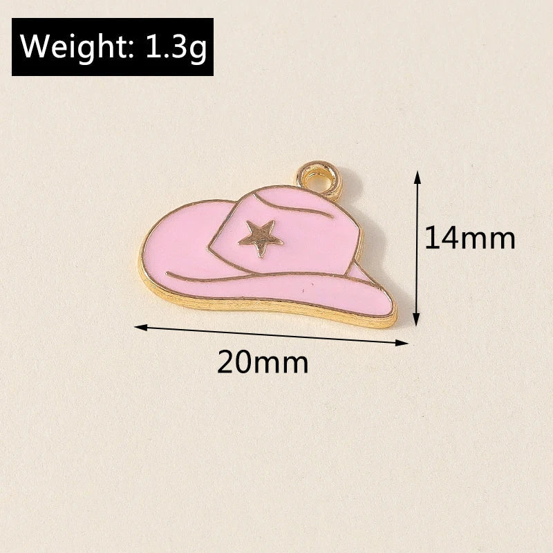 Leslie 10 pièces jolies filles bottes de cowboy et chapeau breloques pendentifs pour la fabrication de bijoux collier boucles d'oreilles bricolage Cowgirl chapeau charme cadeaux