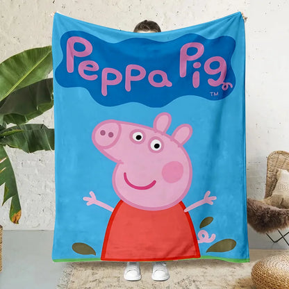 Cartoon P-Peppa Pigs Printed Blanket Picnic Blankets Warm Blanket Soft and Comfortable Blanket Home Travel Birthday Gift