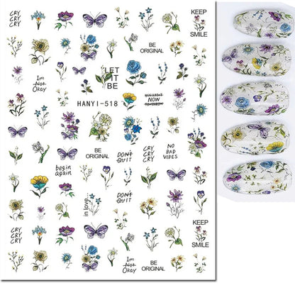 3d Nail Art Stickers Winter Autumn Golden Leaves Red Roses Flowers Decals For Nails Decoration Manicure Salon Beauty