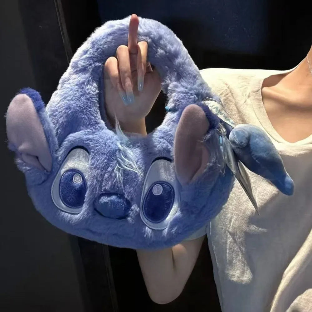 MINISO Lilo & Stitch Kawaii Crossbody Bag Girly Handbag Stitch Strawberry Bear Children Cartoon Soft Sweetheart Shoulder Bag