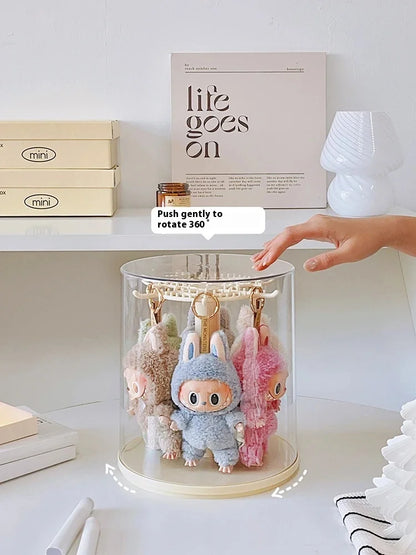 Labubu Pendant Display Box Rotating Transparent Labubu Doll  Storage Blind Box Storage Display Dustproof And Moisture-Proof