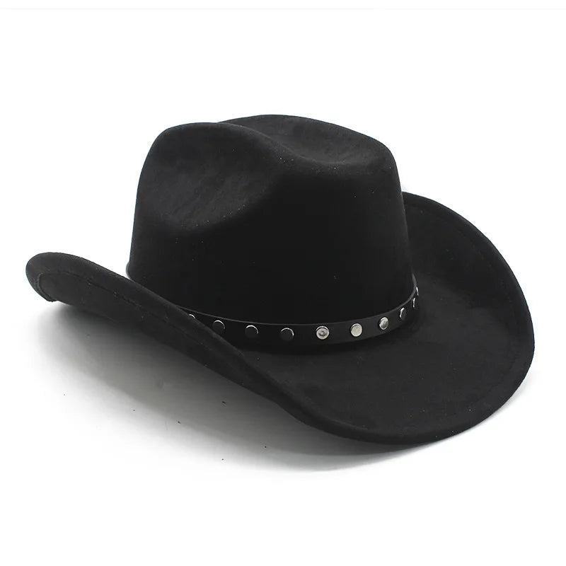 Men's Cowboy Hat with Studded Strap Classic Outdoor Cap with Curved Brim Cotton-Polyester Blend Size 57-58cm Four Seasons