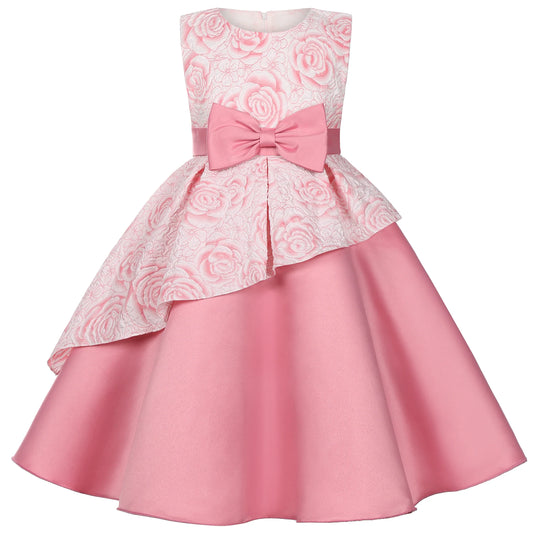 Robe de soirée pour fille - Robe de danse élégante de style princesse à fleurs - Robe de fête d'anniversaire, robe de mariée, robe de demoiselle d'honneur