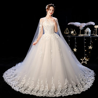 Robe de mariée personnalisée à lacets, broderie, traîne, princesse, vintage, grande taille, robes de bal