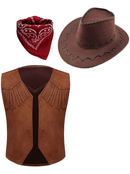 Costume de Cowboy Occidental pour Enfant, Déguisement de Cowgirl, Jeu, Interface West, ixd'Halloween, Cosplay, Ensembles de 4 Pièces, Performance sur Scène Trempée