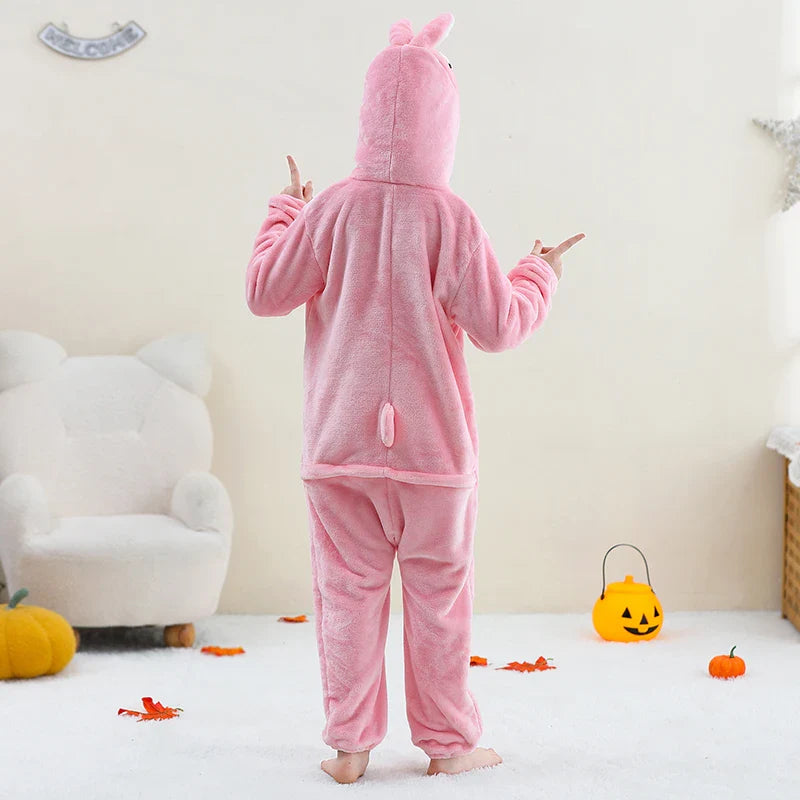 MICHLEY Pyjama grenouillère en flanelle pour Halloween, hiver, avec capuche, pour enfants, déguisement familial, combinaison de nuit, robe de chambre pour garçons et filles