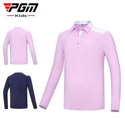 PGM Girls Golf T-shirts à manches longues Vêtements de golf pour enfants Tissu de sport confortable et doux pour la peau Vêtements pour enfants YF548