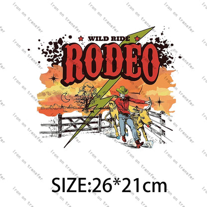 Rodeo Wild West Cowgirl chastez vos rêves Cowboy été imprimé léopard transferts à repasser pour vêtements décoration bricolage