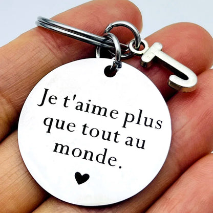 Porte-clés de Couple français Je T'aime Plus Que Tout Au Monde, cadeaux pour petit ami et petite amie, cadeau de Couple pour mari, cadeau de saint valentin