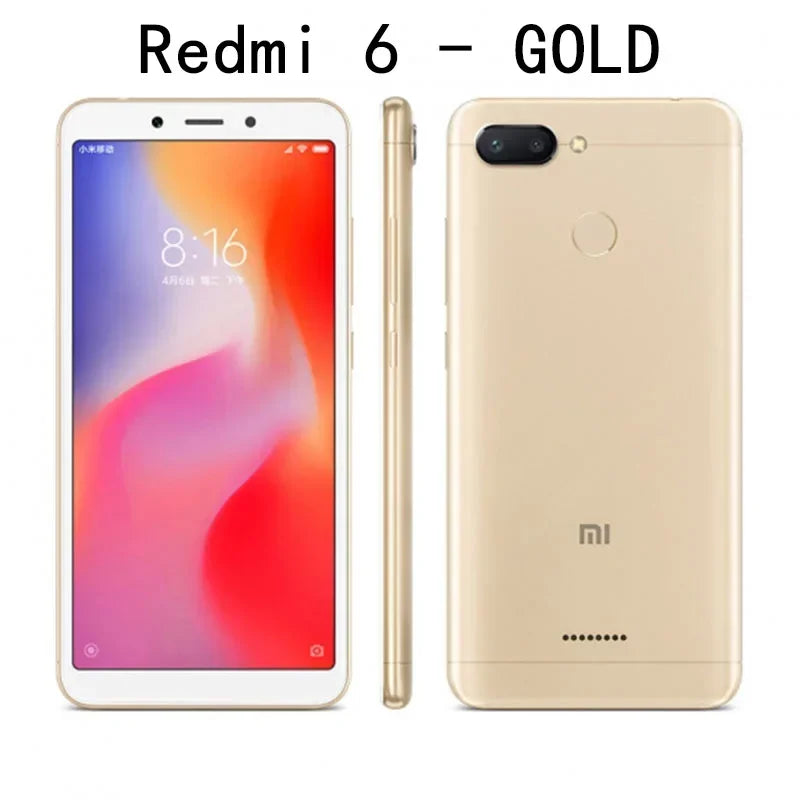 Original Xiaomi Redmi 6 4GB 64GB 13000mAh 6,6 pouces cellulaire googleplay Empreinte digitale Octa-core Rom Global Smartphone 4G