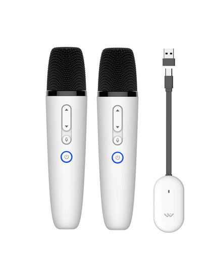 T1-Car Karaoke Microphone, Rechargeable Caraoke Mic with USB-A & USB-C Receiver, Plug to Use，No Need Pair