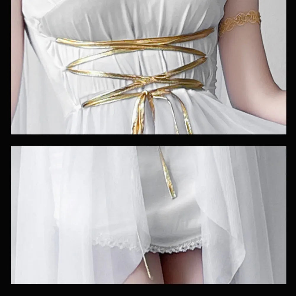 Greek goddess medieval dress Halloween costume; elf dress; Cleopatra; Athena performance outfit.