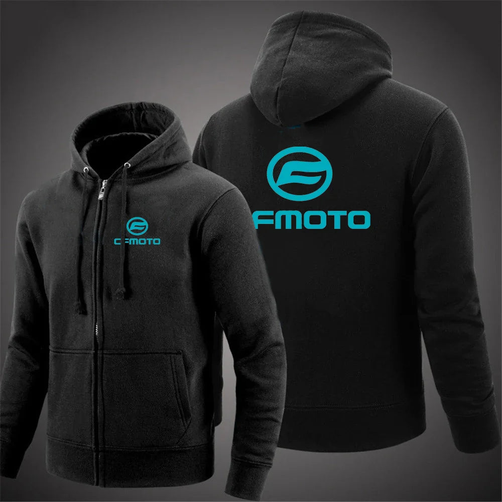 2025 Spring And Autumn Man's Anti Collision Shirt Solid Color Coat Cfmoto Logo Print Simple Style Handsome Slim Jacket Hoodies