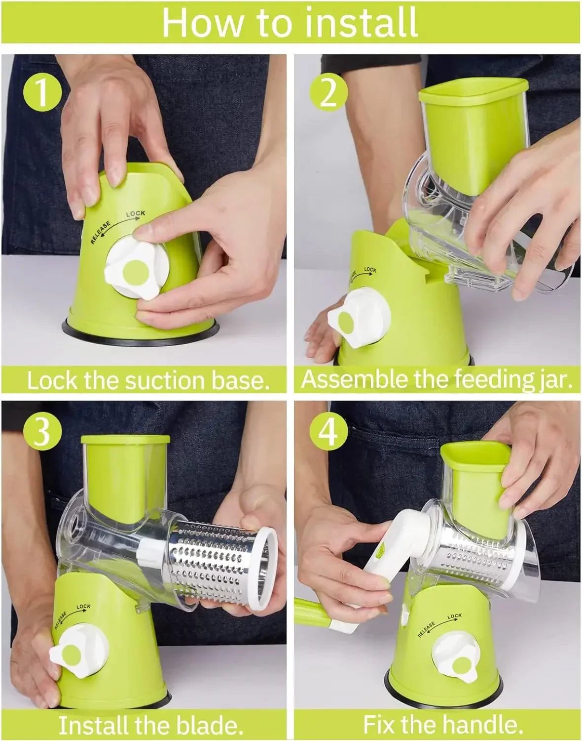 3in1 Vegetable Slicer Multifunctional Rotary Handheld Grater with 3 Sharp Rollers Vegetable Slicer Cheese Shredder Kitchen Tools