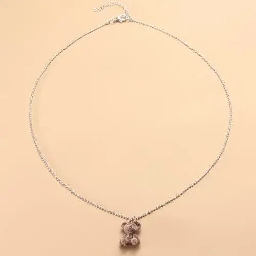 2024 Korean Fashion Cute Plush Bear Pendant Womens Necklace for Girls Female Bear Chain Necklaces Christmas Party Jewelry Set