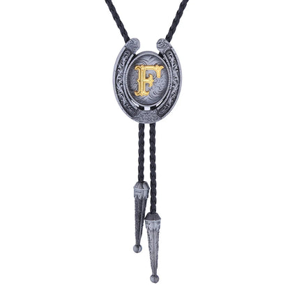 RechicGu-26 lettres Bolo pour homme, style western, cow-boy, cow-girl, cravate en cuir, collier rodéo, bijoux cadeaux, Dropshipping