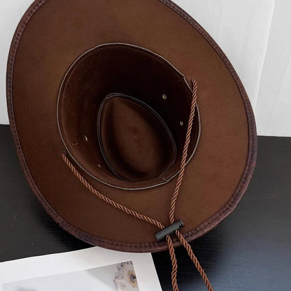 Faux Leather Western Cowboy Hats For Women Men Vintage Gentleman Cowgirl Jazz hat Holidays Party Cosplay Hat